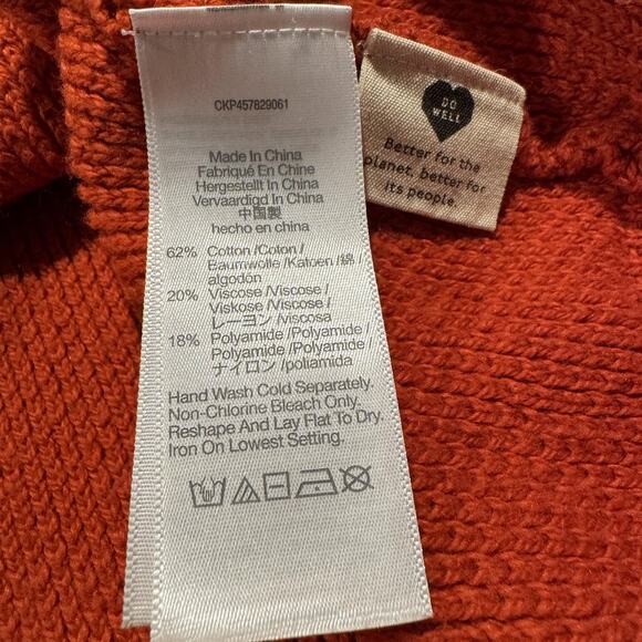 Madewell Sweater Preppy Cozy Retro Minimalist Cross Back Turtleneck Orange XXS - Picture 4 of 6